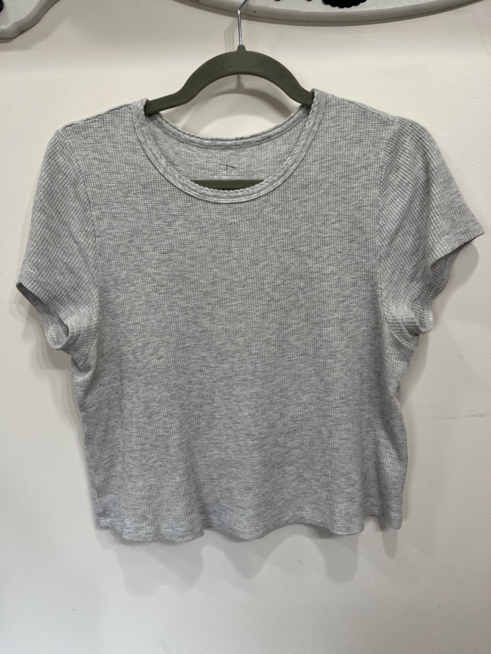 💐5/25$ Aerie Gray Ribbed Short-Sleeve Women's crop top